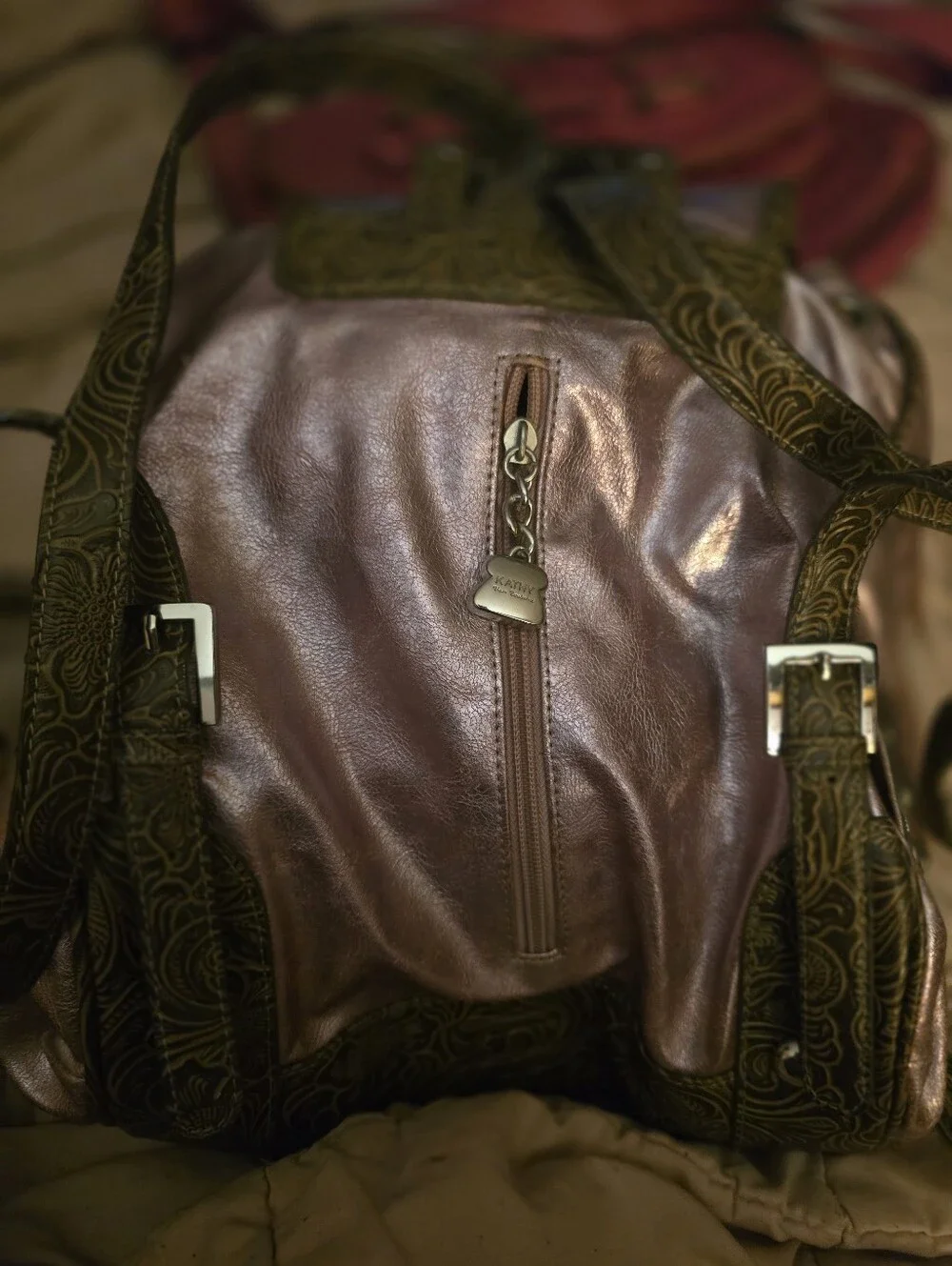 Kathy Van Zeeland Purple Metallic Backpack Bag